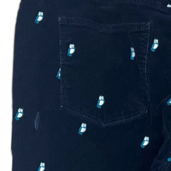 Talbots Corduroy Jeans Simply Flattering Owl Embroidery Navy Blue Women Size 16 - Picture 5 of 8